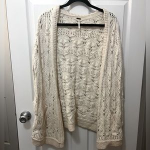 Free People Ivory Knit Cape Sleeveless Cardigan Sweater Vest Size Medium